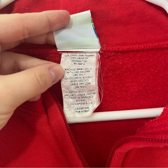 Champion Texas Tech University Red Quarter Zip Pullover Sweatshirt Size Large - Picture 7 of 10